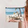New Women Powder Puff Storage Bags Large Capacity Makeup Travel Toiletry Bag Cartoon Printed Zipper Bags Makeup Tool Accessories