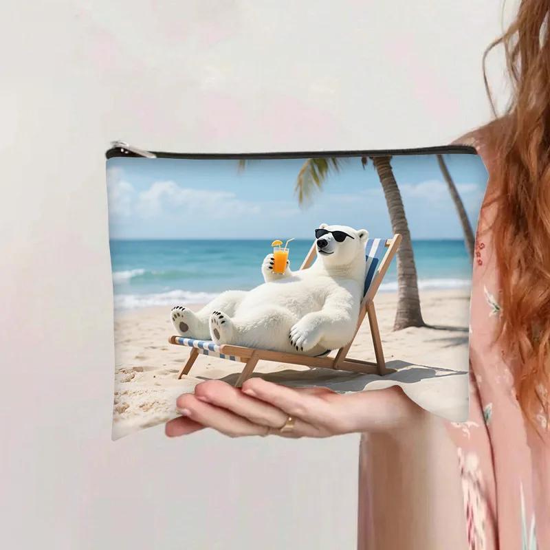 New Women Powder Puff Storage Bags Large Capacity Makeup Travel Toiletry Bag Cartoon Printed Zipper Bags Makeup Tool Accessories