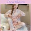 Ladies Ice Silk Long Sleeve Pajama Set With Butterfly Pattern For Home Comfort And Sleep
