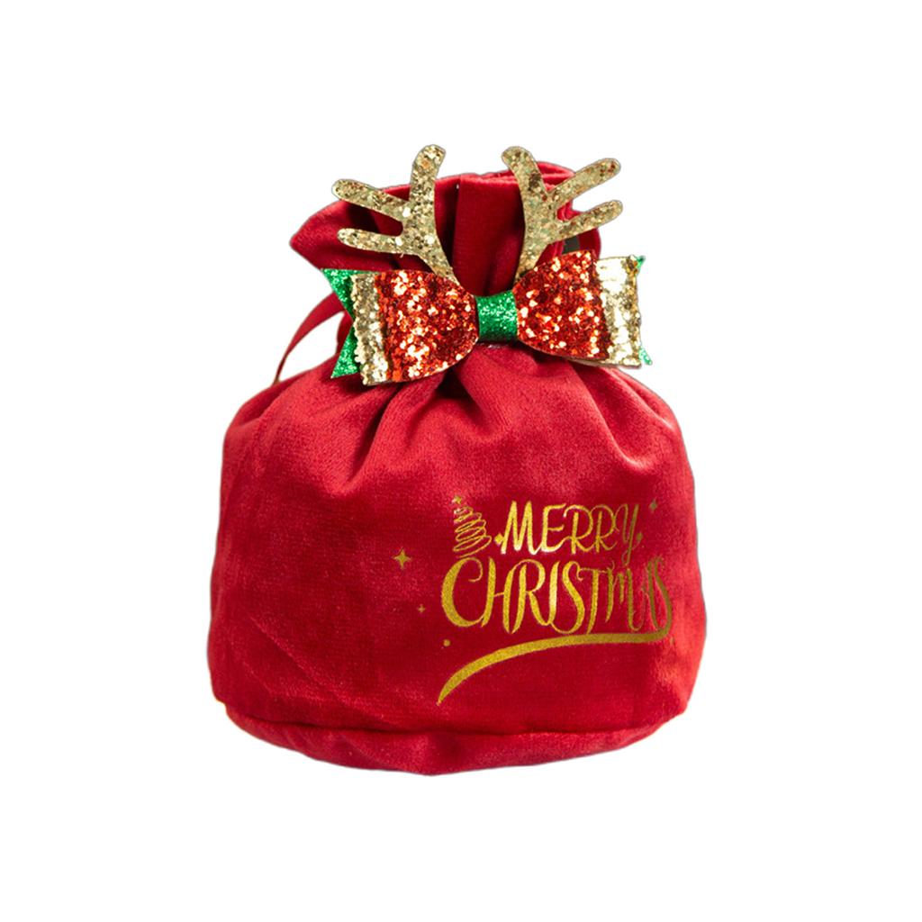 Christmas Velvet Cloth Gift Bag Christmas Atmosphere Storage Pouch Supplies for Holiday New Year Party Gift Packaging