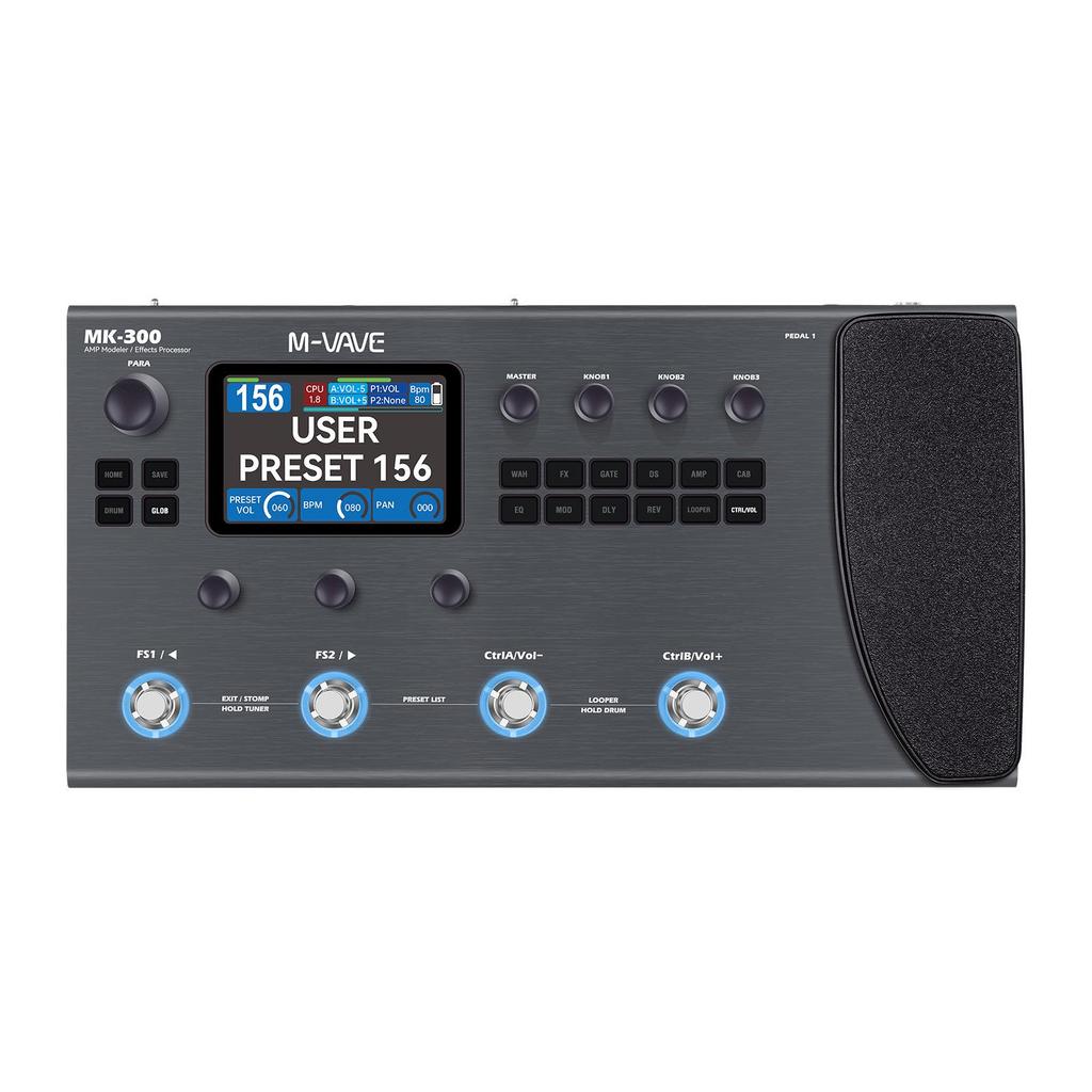 M-VAVE MK-300 Multi-Effects Pedal with Drum Machine & Volume Control for Guitar/Bass