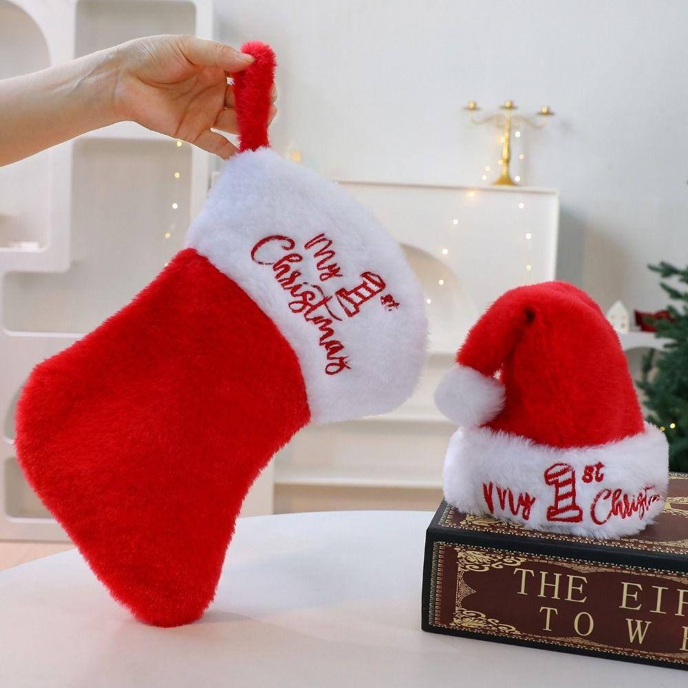 Plush Christmas Stocking Soft Knitting Xmas Tree Decoration Funny Christmas Hat  Event Layout