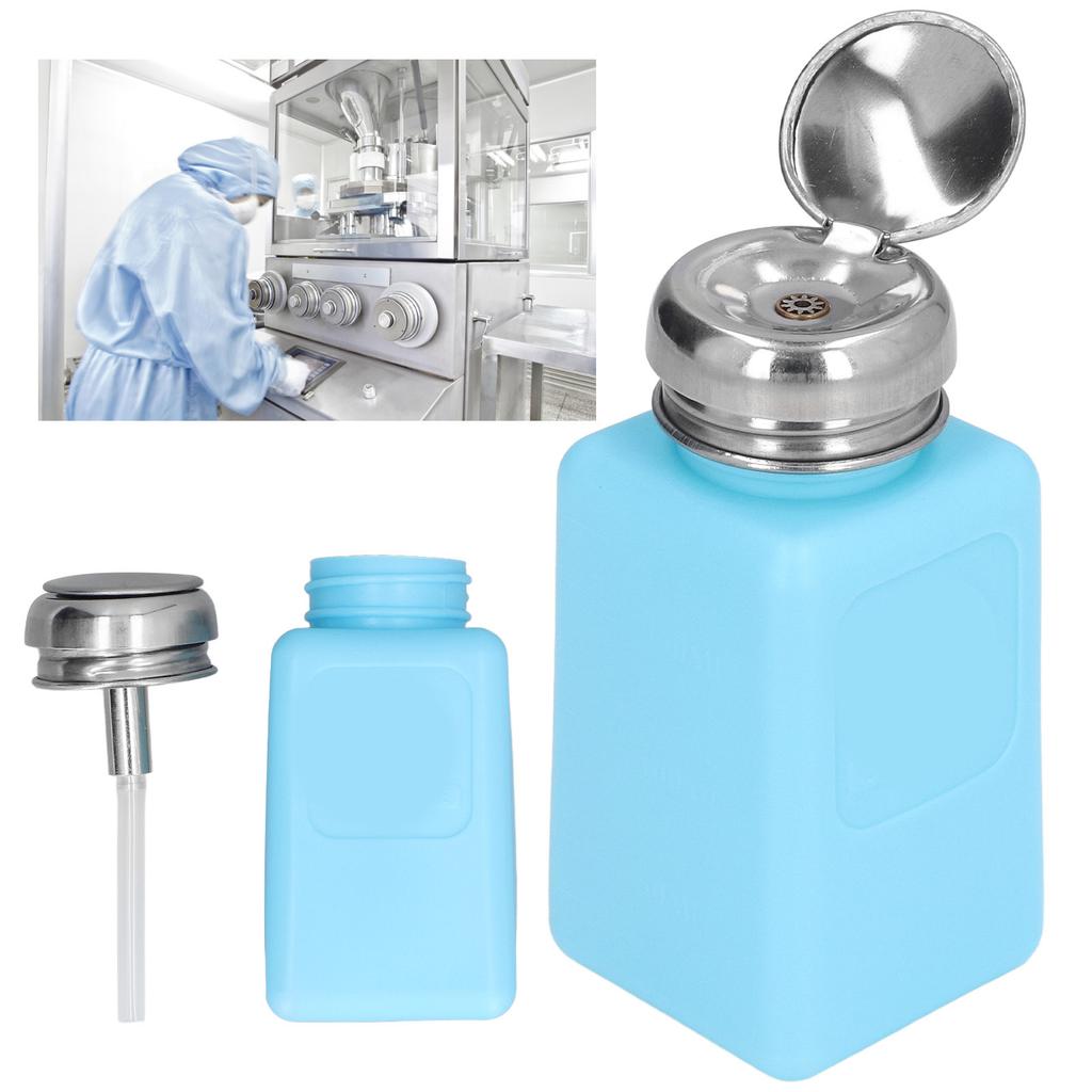 200ML Press Type Solvent Dispenser ESD Safe Anti Static   Bottle with Stainless Steel Lid