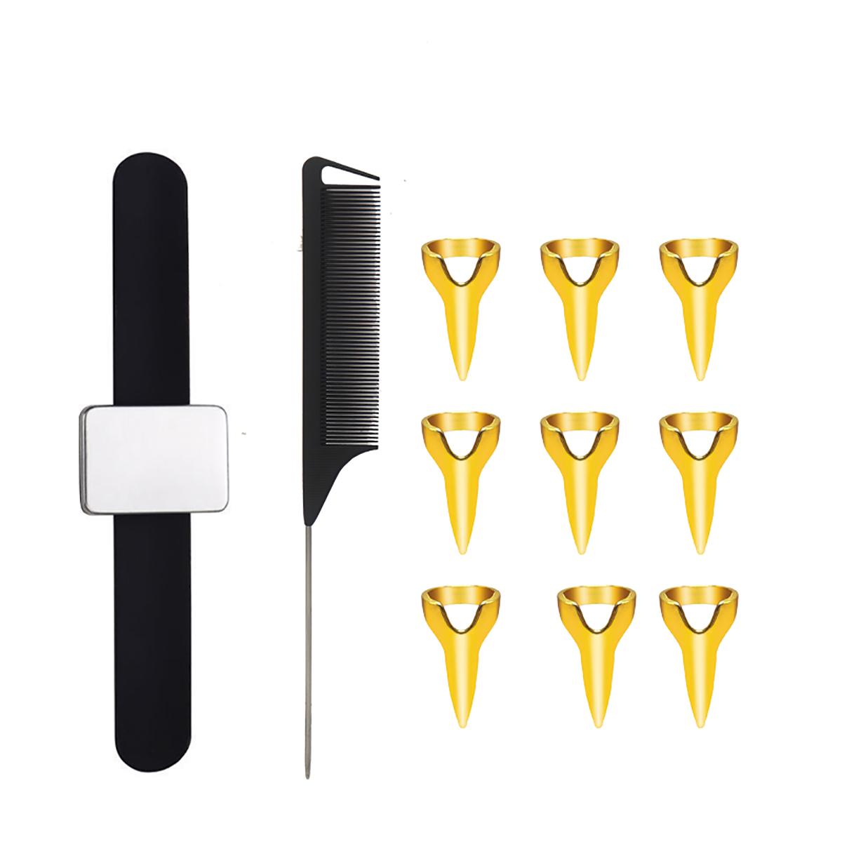 

11pcs professional anti-static pointed comb magnetic wristband layered ring salon styling tool sets Special for real hair wigs