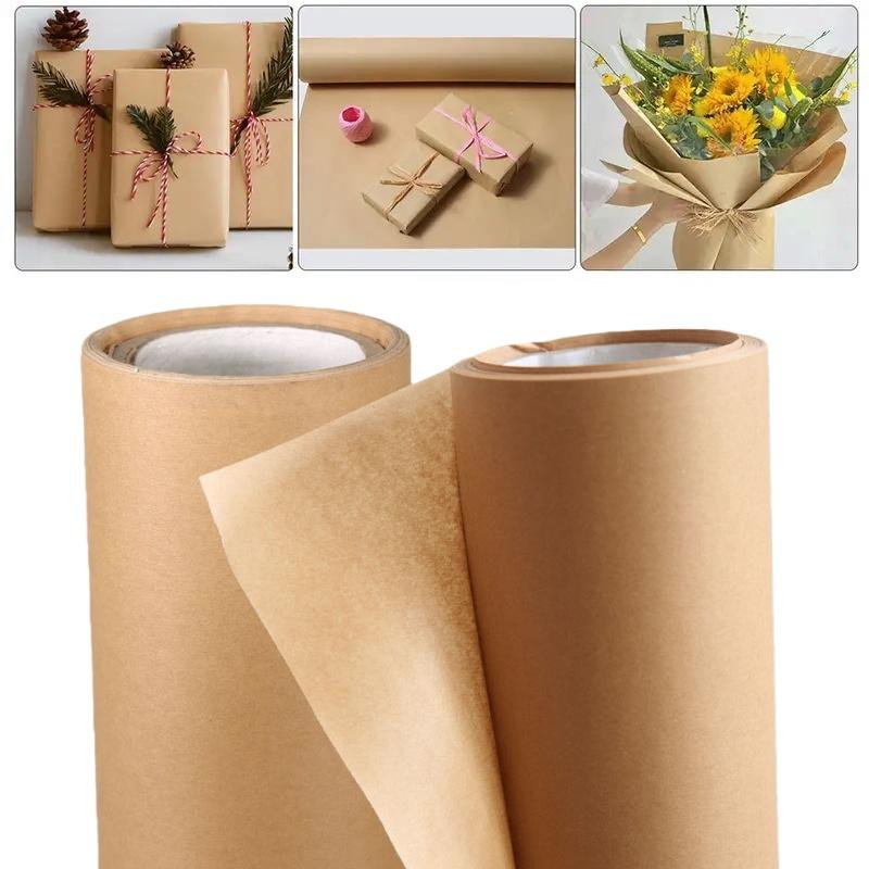 1Roll 10M Brown Kraft Paper Roll Gift Wrapping Paper Eco-friendly Present Packaging Materials Paper Bouquet Gift Box Craft Paper