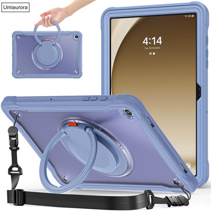 For Samsung Tab A9 8.7 SM-X110 A9+ A11+ Plus 11 Inch SM-X230 X210 X130 Pull Ring Stand Strap Tablet Case Shockproof Armor Funda