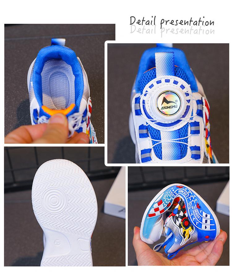 Barnskor i läder med ljus - Halkfria, Andningsbart mesh, Perfekta för höstlöpningar