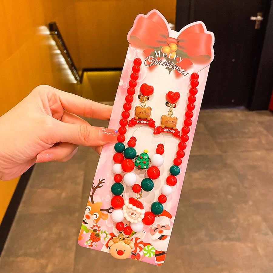 Children's Holiday Jewelry Set: Reindeer Bracelet, Ear Clip, & Ring - Perfect Christmas Gift