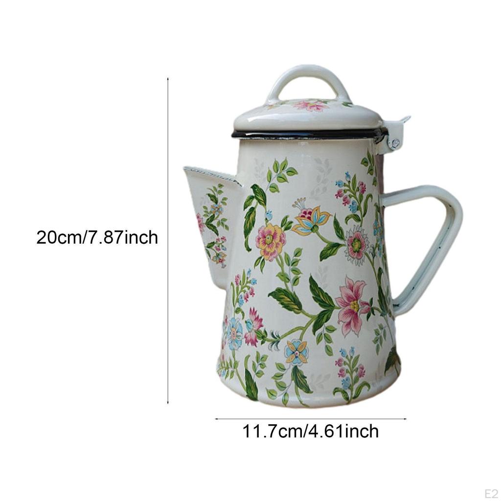 Emaille Kaffeekanne Wasserkessel 0,8 L Langlebigkeit mit Deckel Tee Emaillegeschirr Kocher für