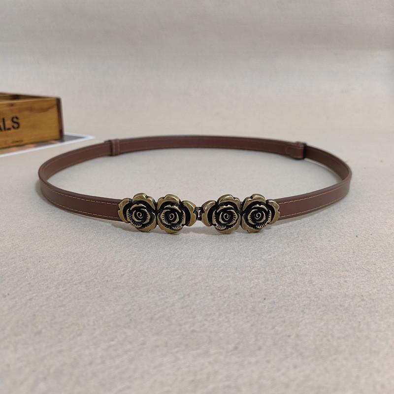 Shape Flowers Rose Buckle Women Leather Waist Belt For Everyday Fashion Wear