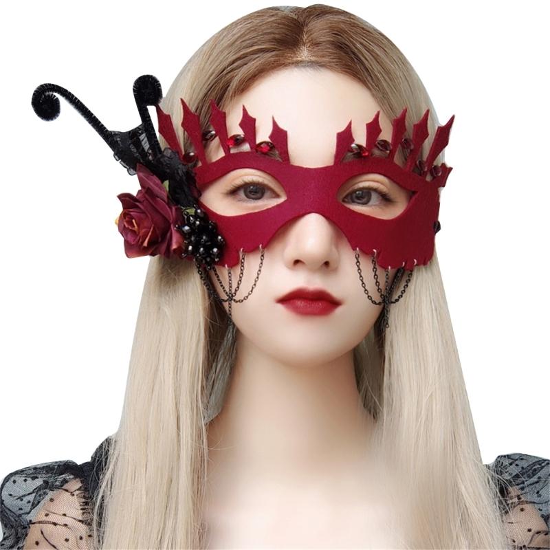 Women Flower Half Face Mask Venetian Mask Masquerade Mask Halloween Party Mask 1 красный