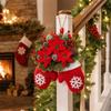 Flocked Christmas Hanging Ornament with Snowflake Needle and Accents for Holiday Tree Decor