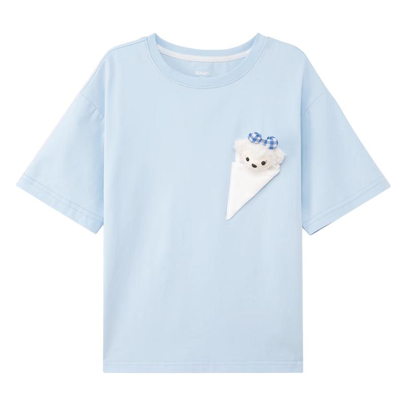 Zuo Xi Girls  Breathable 3D Plush Bear Short Sleeve T-Shirt 150