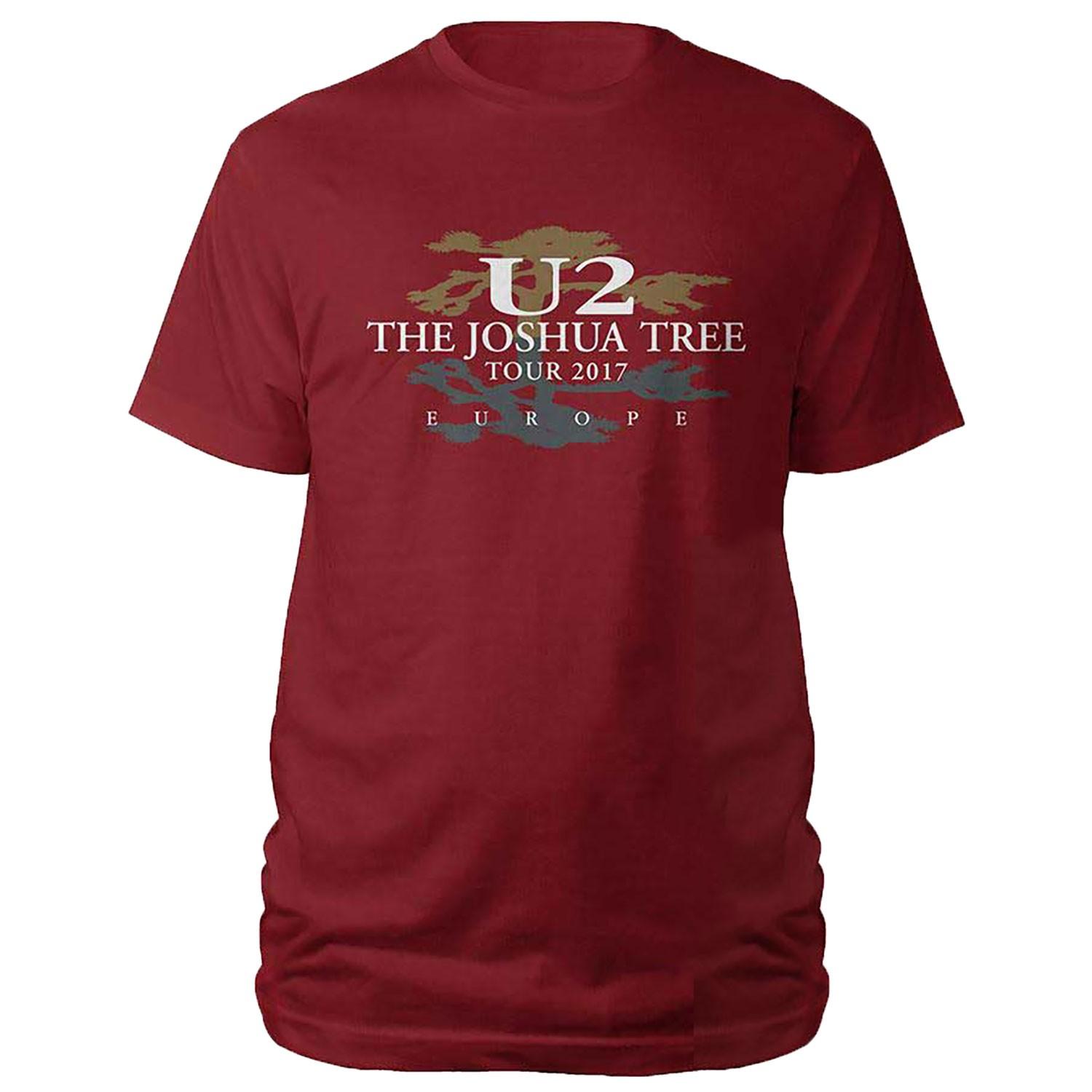 Men s U2 Joshua Tree 2017 T-shirt Small Red 2XL