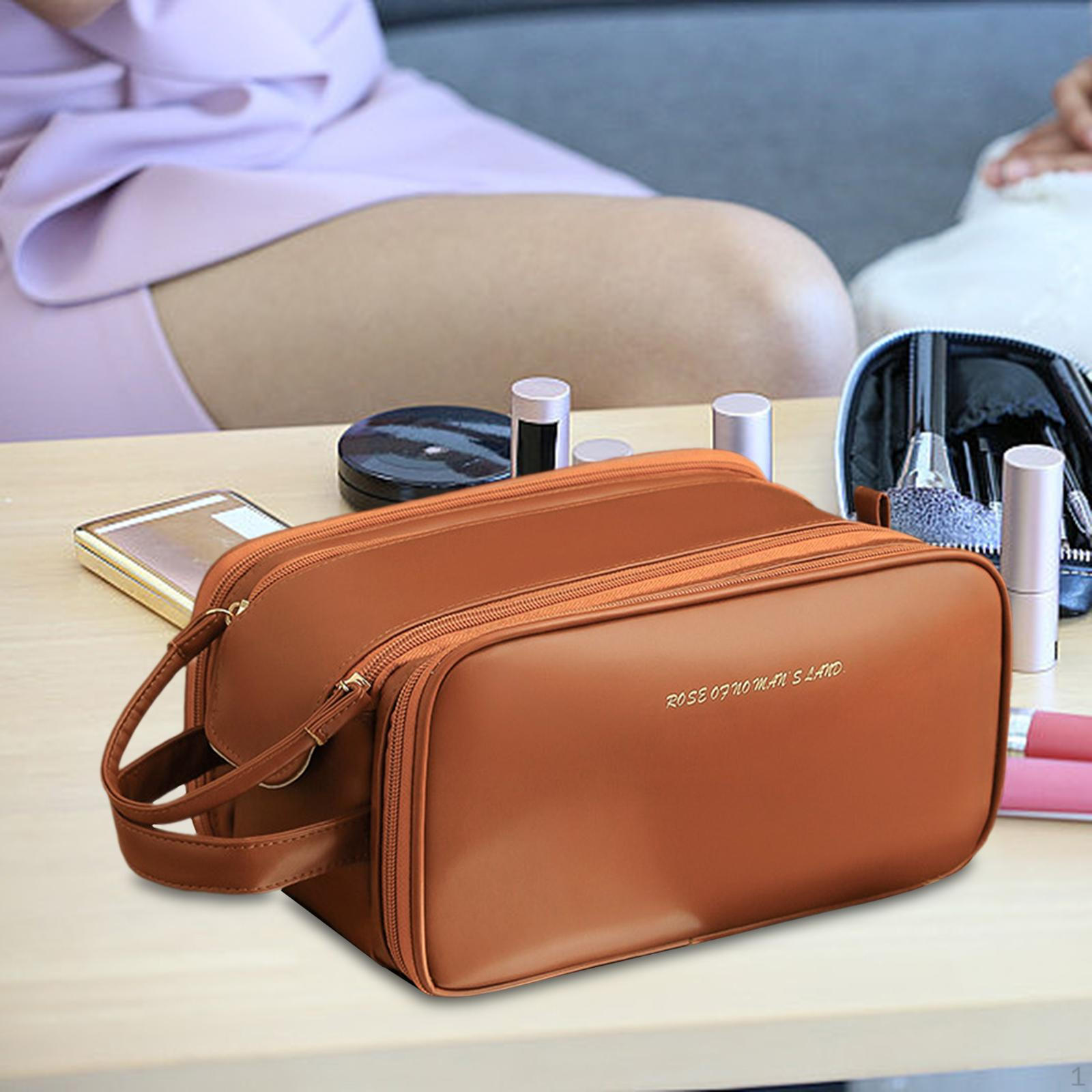 

Подвесная косметичка для туалетных принадлежностей для мужчин и женщин, многофункциональная кожаная мужская организация ванной комнаты коричневый