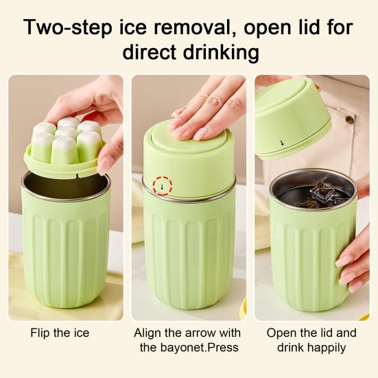 DYS 2-in-1 Ice Cube Bottle, Press To Release, Stainless Steel Bottle Design, Portable Leakproof Maker for Home And Camping