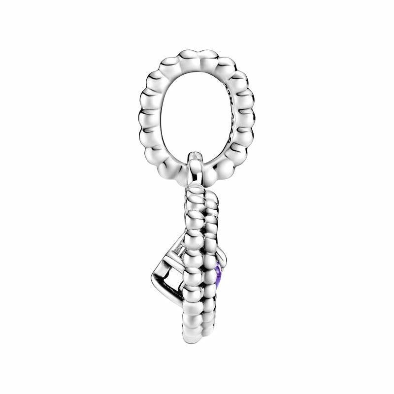 Pandora Inlaid Design Silver Pendant Women's Purple 798854C03
