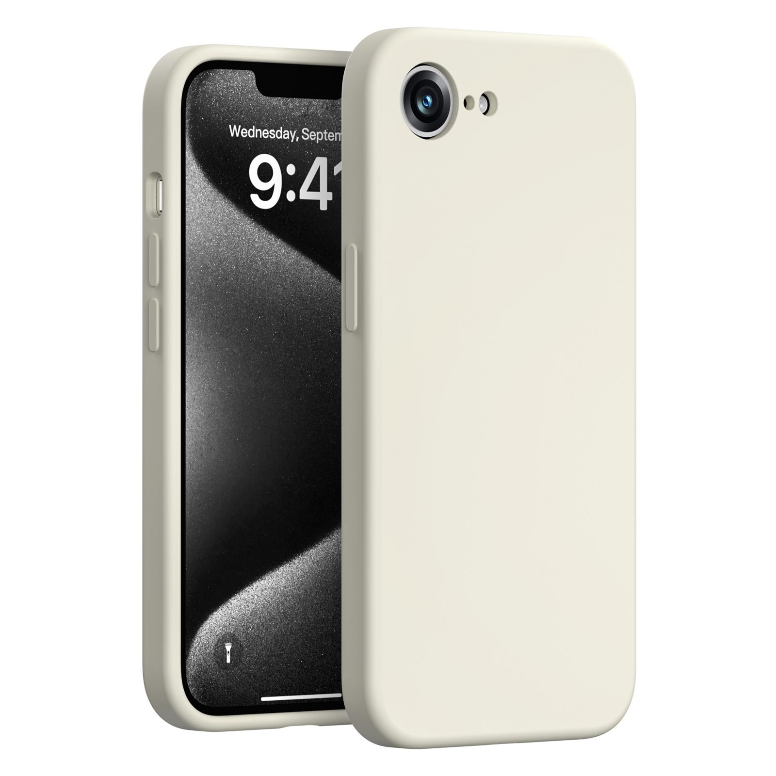 

For iPhone 16e Case Precision Fit PC+Liquid Silicone Protective Phone Cover with Microfiber Lining Antique White