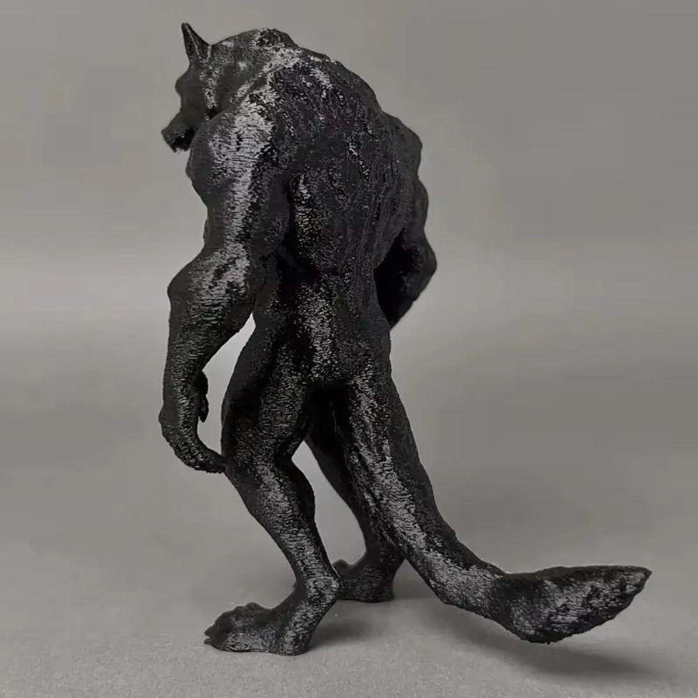 3D Printed Werewolf Statues Black Realistic Werewolf Figurine Crafts Models Werewolf Statue Ornaments