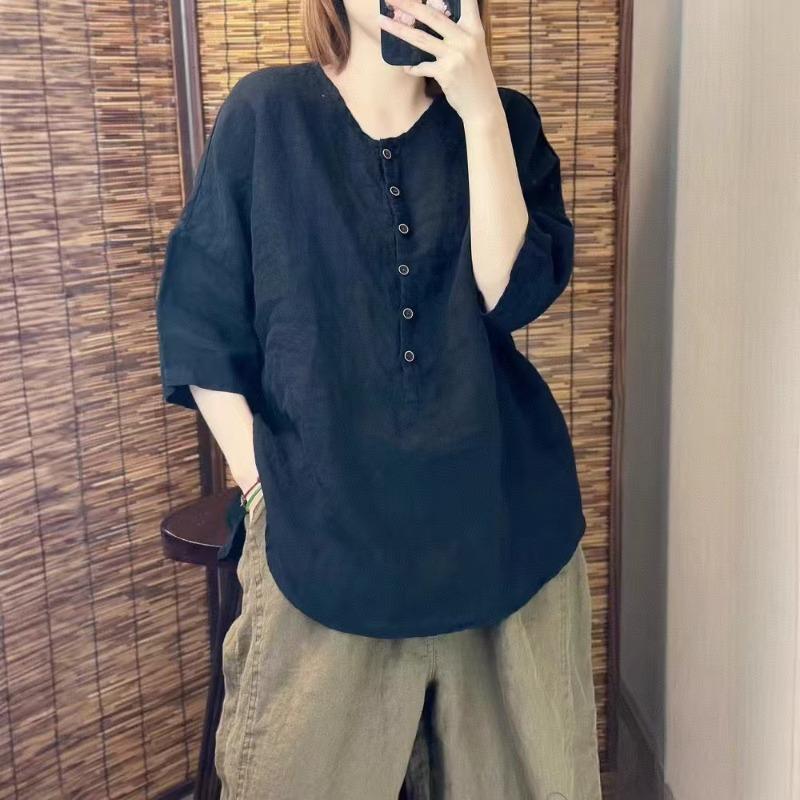 TIFICY Women's Fashion Casual Summer Spring Solid Color Print 1/2 Sleeves V-Neck Blouses & Shirts