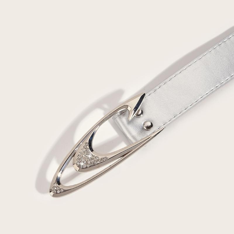 Punk PU Taillengürtel für Jeans Rock and Roll Hip Hop Nietengürtel Taillenband Glitzernde Schnalle mit Inkrustierten Strasssteinen