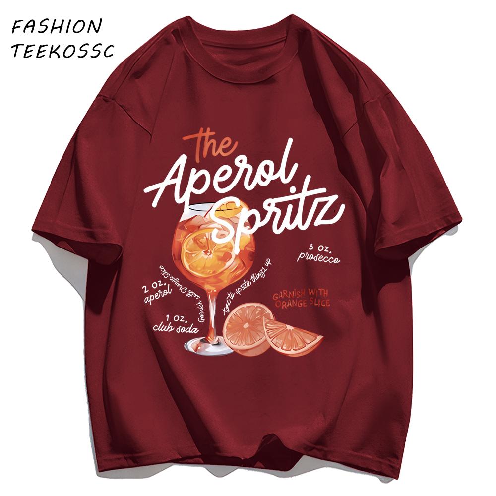 Orange Slice Red Wine Goblet Print TShirts Men Colour ONeck T Shirt Cotton Oversized Top Unisex AllMatch Casual Streetwear