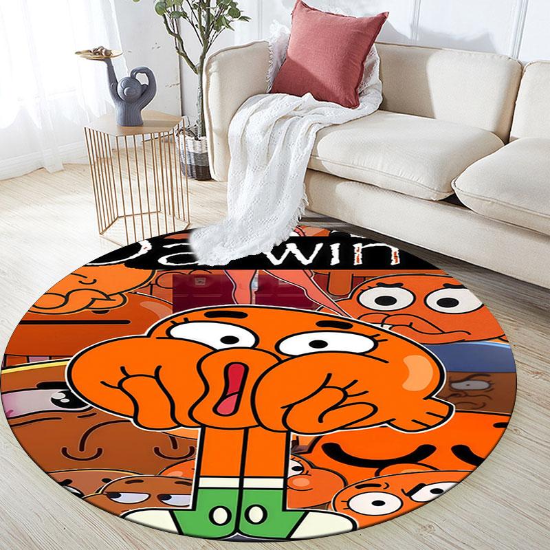 Darwin Watterson Pattern Round rug,Carpet Rug for Living Room Bedroom Playroom ,Non-slip Floor Mat,Holiday Gifts and Birthday Gifts.