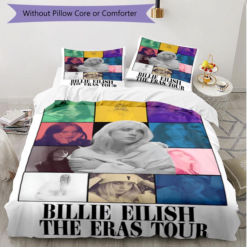3pcs Duvet Cover Set (1*Duvet Cover + 2*Pillowcase, Without Core), Billie Eilish Print Soft All‑Season Bedding Set, Home Bedroom Decor Gift