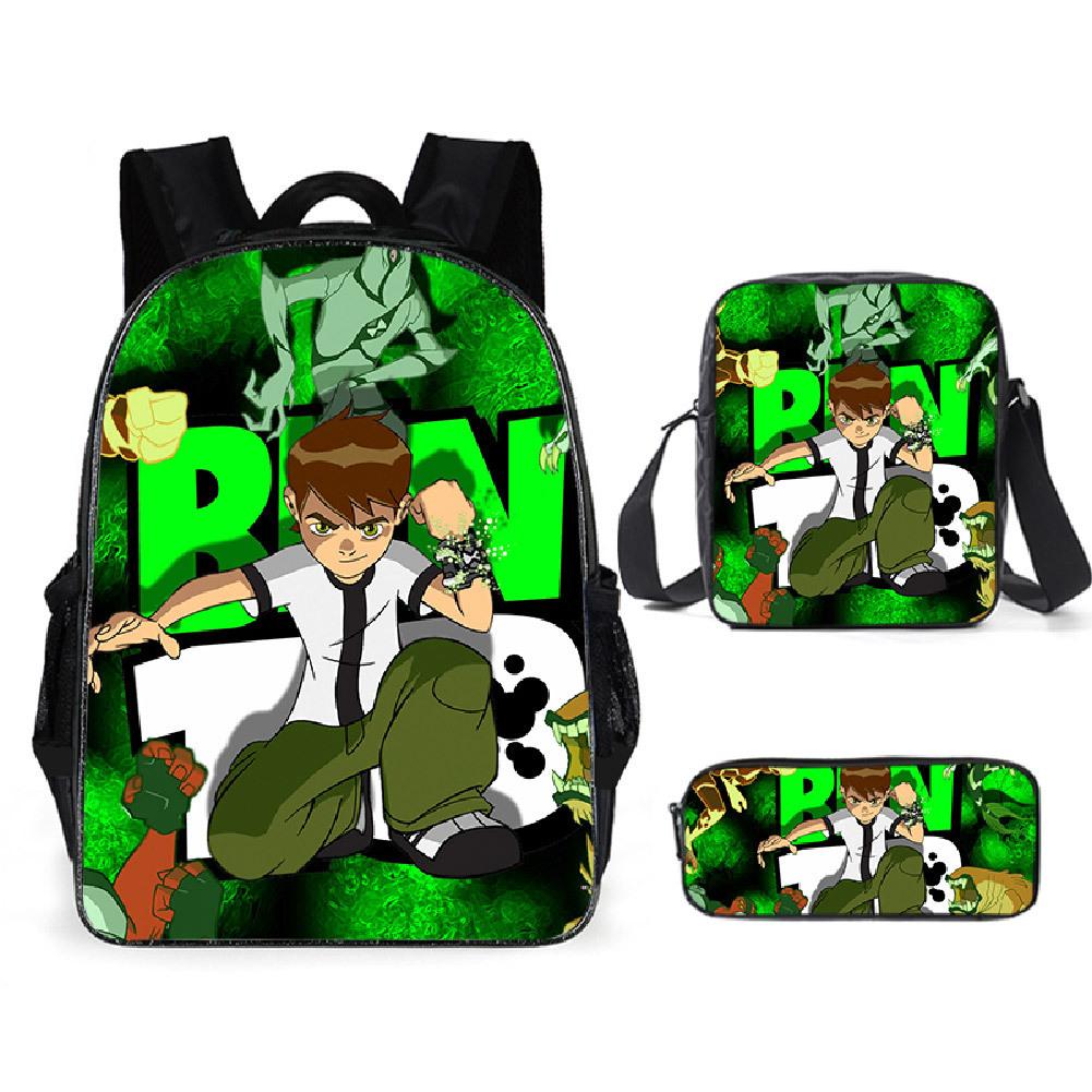 Less Hacker Backpack Ben 10 Student School Bag Anime Cartoon Backpack Lunch Bag Satchel Pencil Case