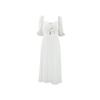 European and American Ladies Dress White Socialite Style Square-Neck Cinched Long Dress Fresh Fairy Dress 2025 Summer New Arrival