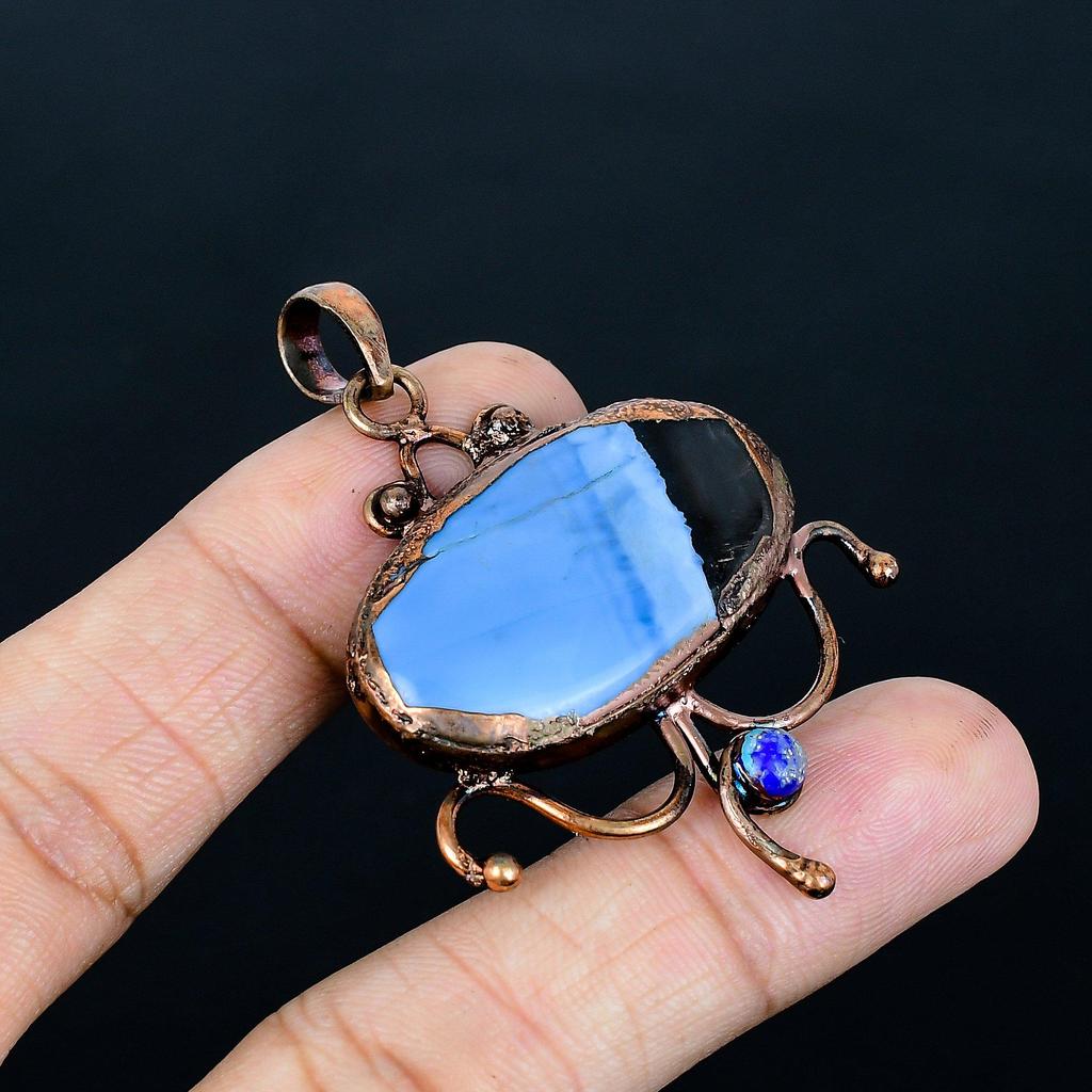 Owyhee Opal Pendant, Copper Electroformed Jewelry, Gemstone Pendant, Gift For Her Handmade Dainty Jewelry