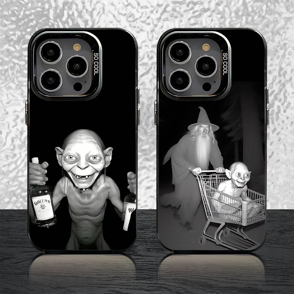 L-Lord of the R-Rings Gollum Phone Case For iPhone 16,15,14,13,12,11,Pro,Max,Plus,Mini,SE Grey Black Matte Laser Back Cover