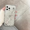 Funda transparente suave con cadena de cristal y flores rosas lindas coreanas para iPhone 14, 13, 12, 11 Pro Max, hermosa funda floral a prueba de golpes