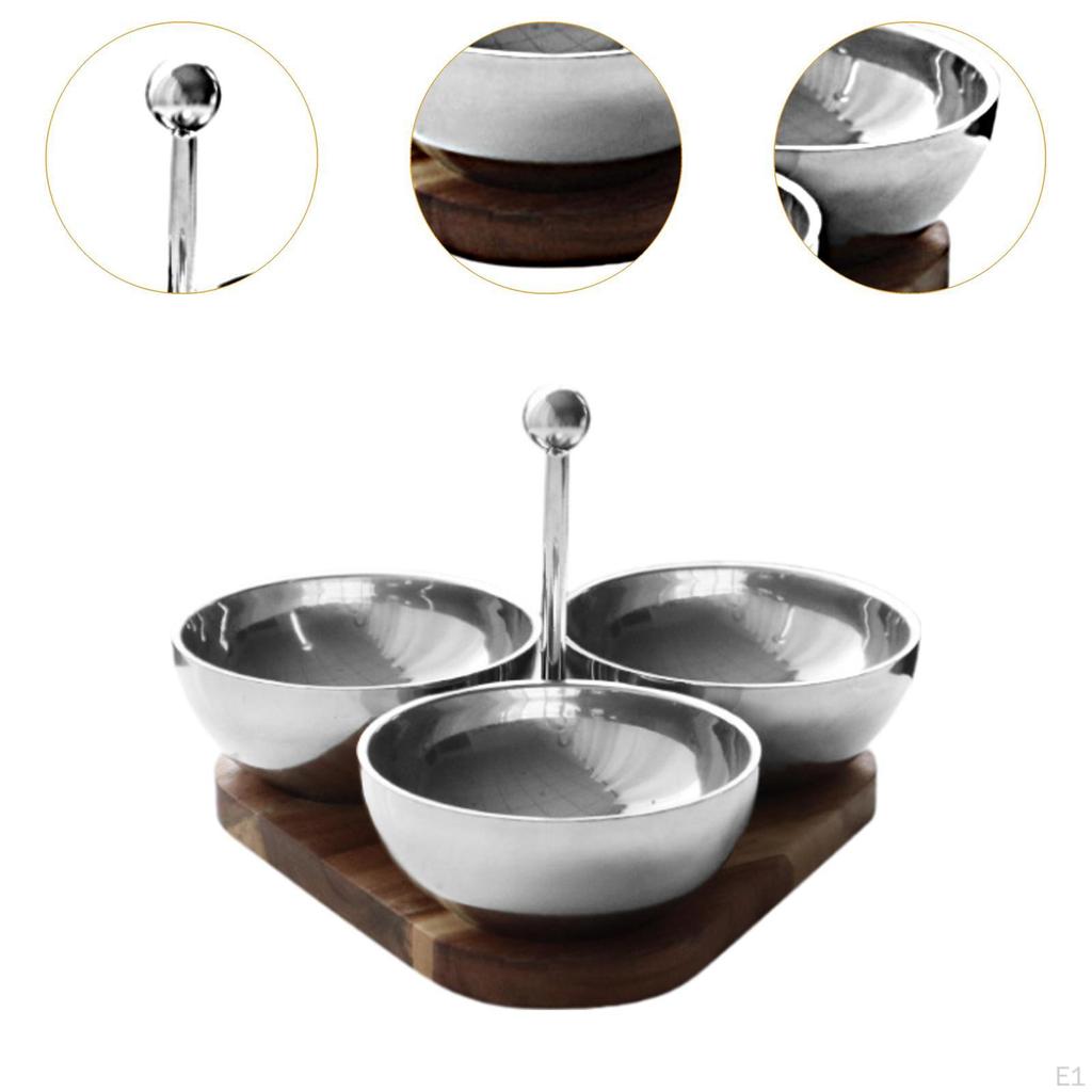 3-compartment Serving Bowl Dessert Easy to Clean Rustproof Triangle Candy Snack Server for