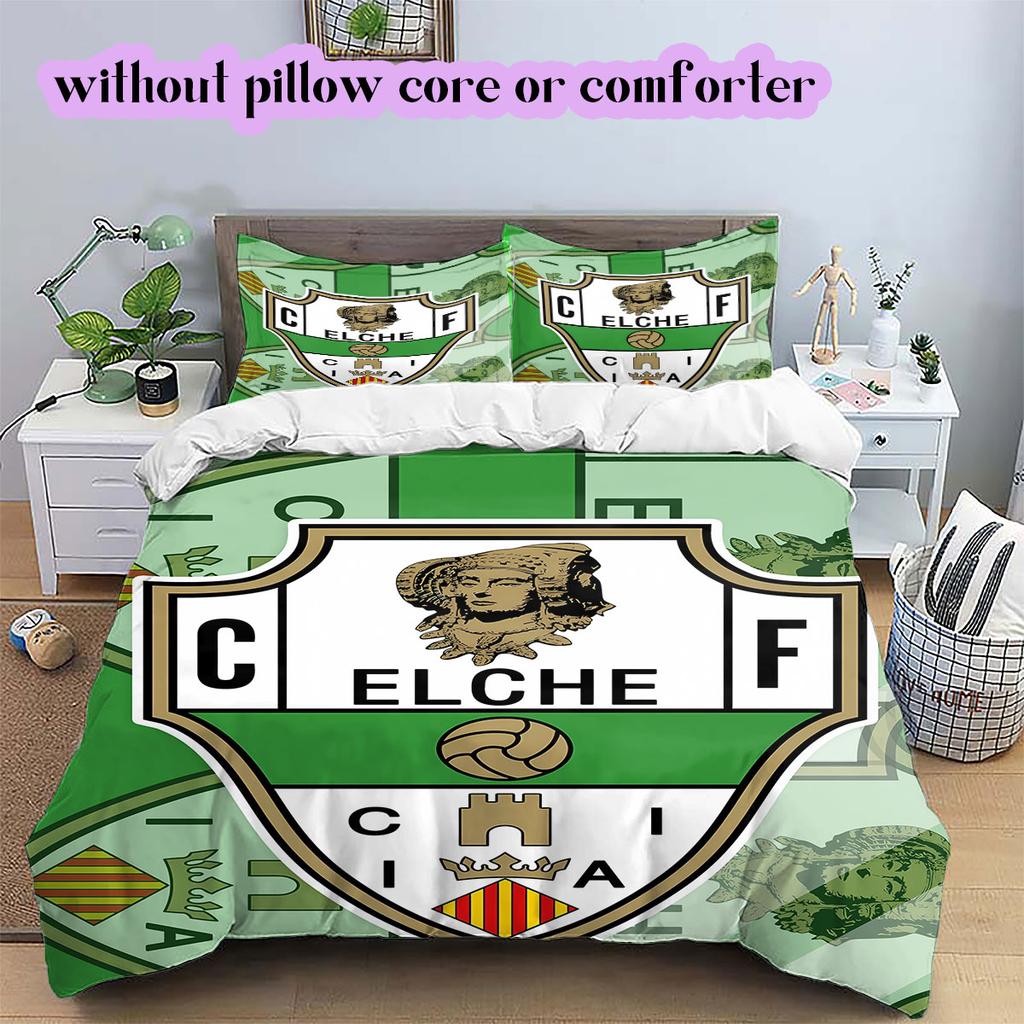 Elche CF Voetbal Patroon Beddengoed, Dekbed Set Dekbedovertrek Kussensloop Huis Verjaardagscadeau (1*dekbedovertrek+2*kussensloop, zonder vulling)