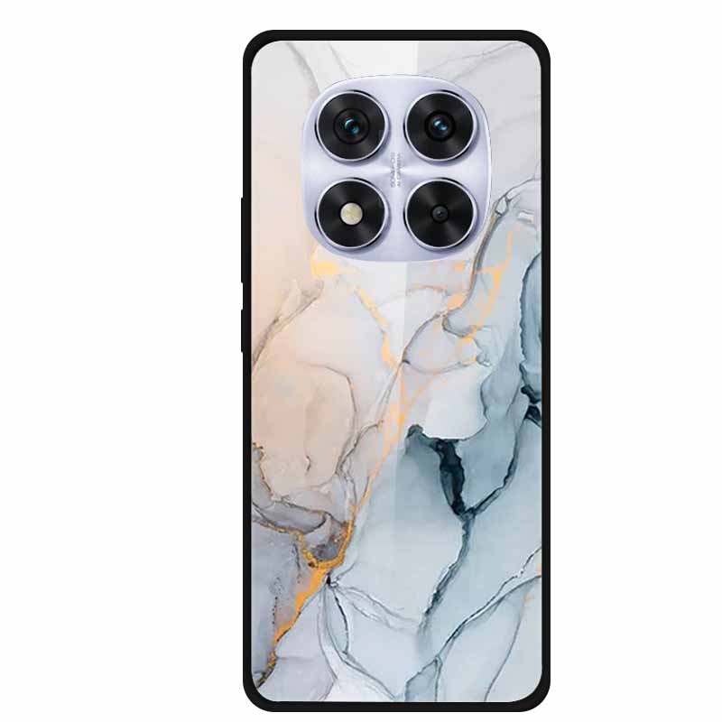 Tempered Glass Case For Xiaomi Redmi Note 14 Pro 5G Back Cover PC Hard Shockproof Cases Beer Marble Texture Cool Fashion Funda