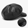 Solid Color Newsboy Cap PU Leather Peaked Cap Creative Gift Beret Hat  Cold Weather Use