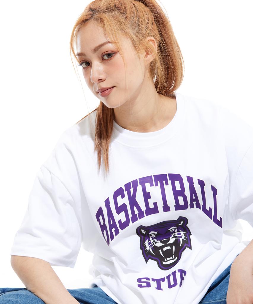 STUFF Tiger Loose Fit Heavy Short Sleeve Tee White