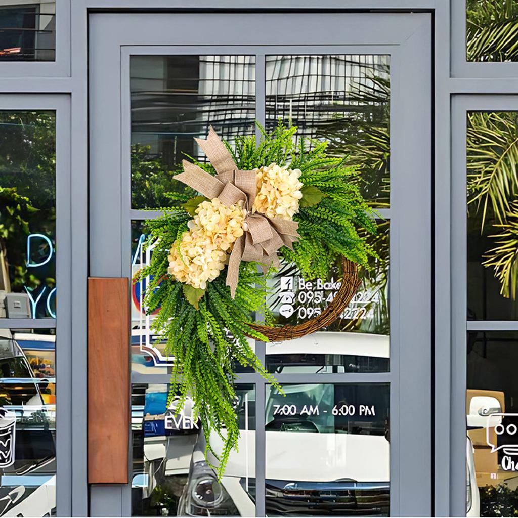 Hydrangea Wreath, Hanging Decoration Home Bow Wall Hanging Wreath Door Hanging