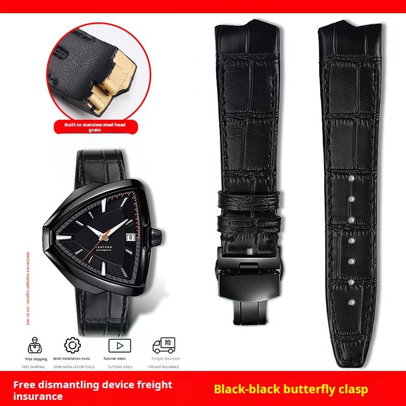 Für Hamilton VENTURA Presley 80. Jubiläum H24535331/H24525331/H24585331 Lederarmband Uhrenarmband Herren Schwarz Braun Armband