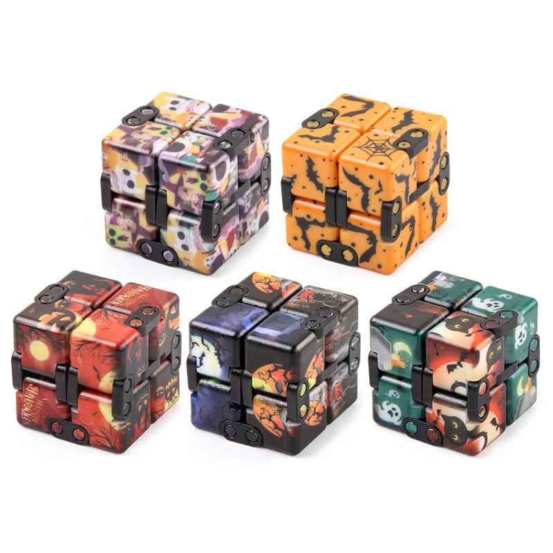 New Strange Decompression Toy Uv Print Infinite Rubik'S Cube Halloween Theme Folding And Flipping Rubik'S Cube Fingertips Rubik'S Cube