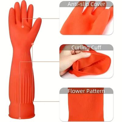 1 Paar Lange Gummi-Spülhandschuhe, Wiederverwendbare Rutschfeste Reinigungshandschuhe für Küche, Hausarbeit, Geschirr, Auto & Garten