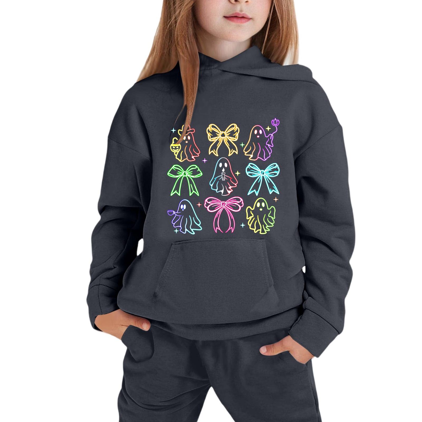 Kids Hoodie with Halloween Print - Casual Long Sleeve Pullover for Boys and Girls 110