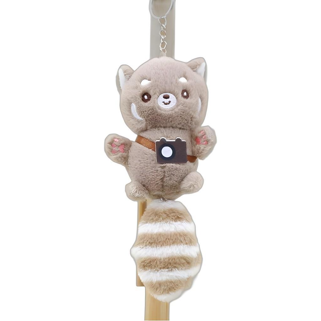 Adorable Plush Raccoon Keychain Cute Bear Stuffed Animal For Backpack