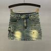 Design-Sinn Schleife Denim-Rock Damen Herbst Neu Retro Spice Girl Hohe Taille A-Linie Hüftrock