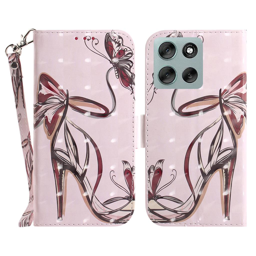 For Motorola Moto G56 5G Case Pattern Printing Leather Wallet Phone Cover with Wrist Strap