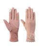 Women's Summer Lace Sunscreen Gloves - Thin, Breathable, Touchscreen, Elastic, Short Ice Silk for Driving and Riding.