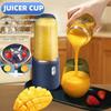 JOYBLISS Multifunksjonell 2 Kopper Bærbar Fruktjuicer Blender 6 Blader Juicemikser Mini Isblender USB-lading Trådløs Juicepresse