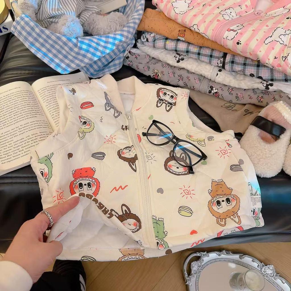 Chaleco de Algodón de Dibujos Animados para Niños - Ropa de Abrigo Cálida Acolchada para Niñas y Niños