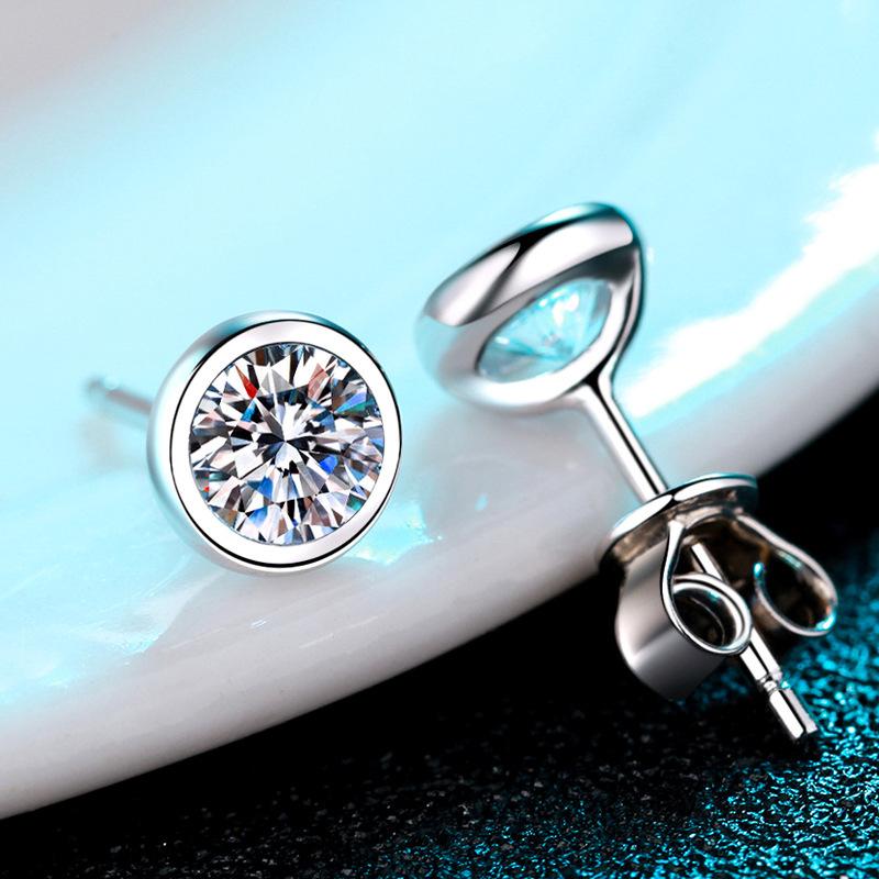 Douyin Popular Round Zircon Stud Earrings Bubble Shape Earrings Men's and Women's Earrings Fashion Versatile Temperament Ear Jewelry